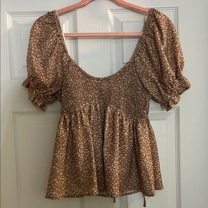 Elegant Floral Puff Sleeve Blouse